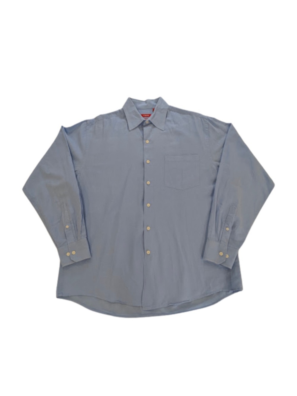 IZOD Island Linen Blend Shirt Mens Medium Light Blue Button Up Coastal Preppy